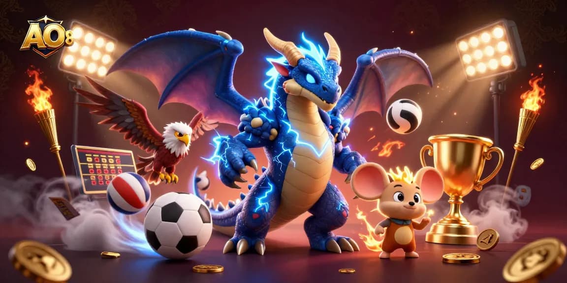Engage with thrilling gameplay at AO88, featuring electric dragon and dynamic sports elements.