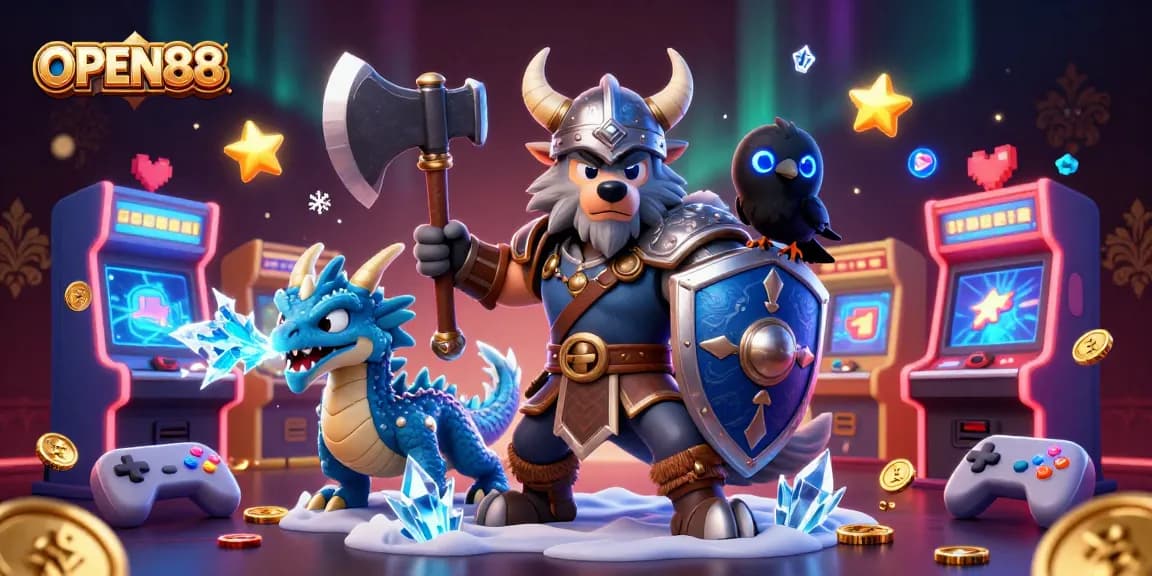 OPEN88 invites players to explore dynamic gaming adventures in a vibrant, illustrated digital casino.