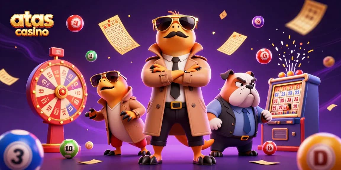 Experience excitement at atas casino with dynamic lottery games and vibrant casino illustrations.