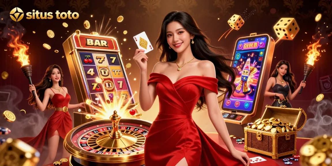 Engage with situs toto through this vibrant 3D casino illustration showcasing thrilling gaming elements.