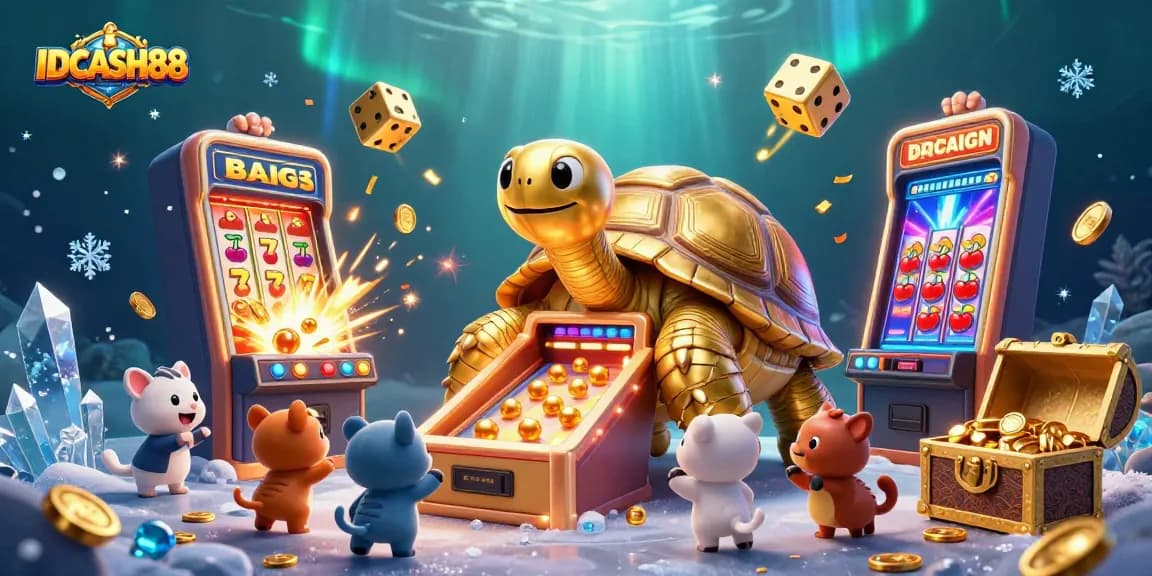 Play exciting slot games at IDCASH88, showcasing thrilling jackpots and lively characters.