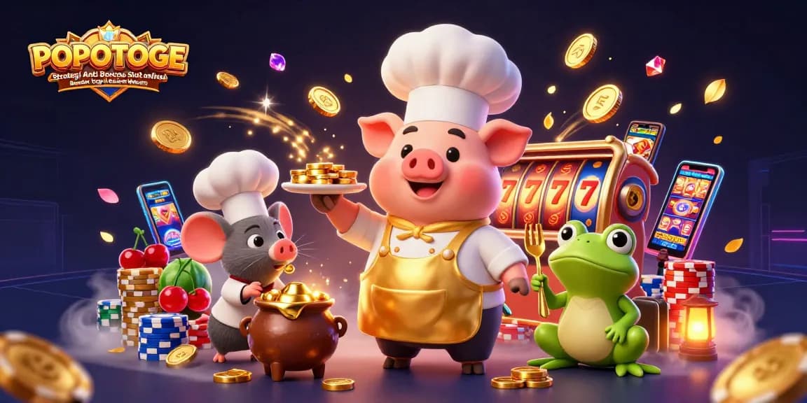 Engage with POPOTOGE Strategi Anti Boncos Slot online & Bandar Togel Konsisten Maxwin through a vibrant 3D casino scene