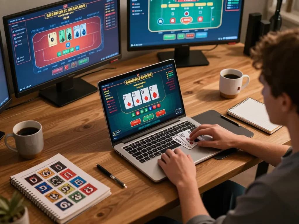 Player engaging in a live dealer blackjack game on MM88, showcasing a vibrant online gaming setup.