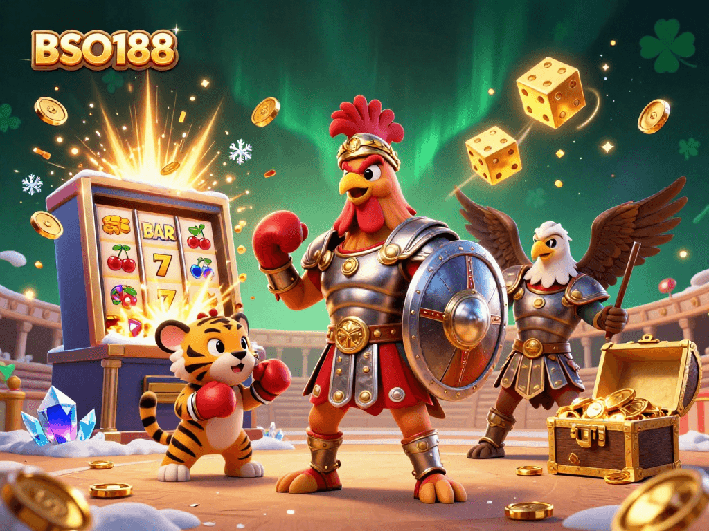 Unleash thrilling gaming experiences with BSO188, featuring dynamic characters in an engaging casino scene.