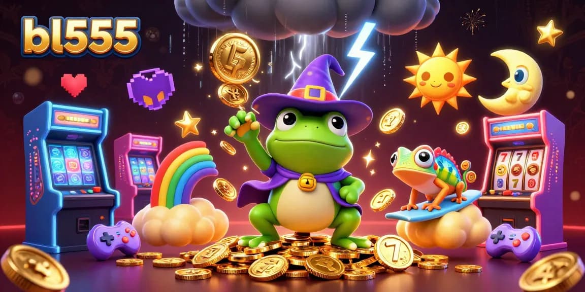 Experience thrilling gameplay with BL555, where a wizard frog unleashes a storm of winning coins.
