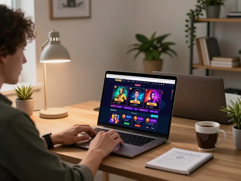 Player engaging with MM88 casino app on laptop, enhancing online gaming experience.