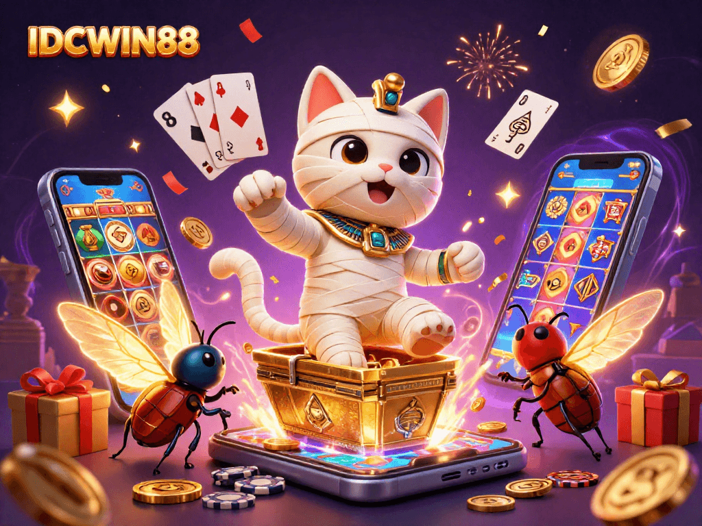 Experience thrilling wins at IDCWIN88 with an enticing digital casino scene featuring interactive gaming elements.