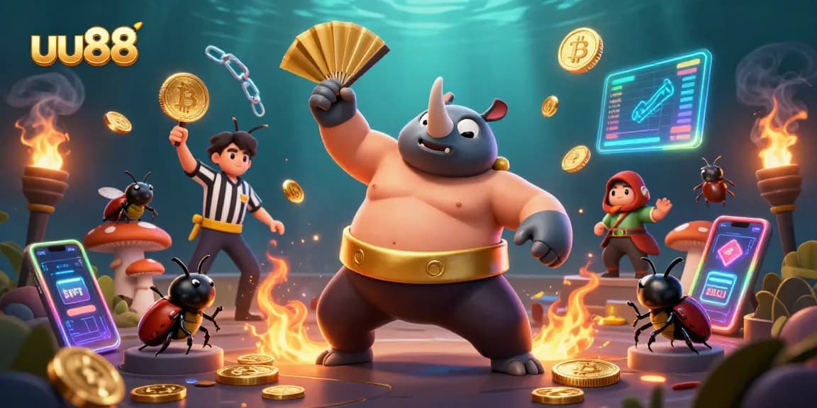 uu88 features engaging casino action with cartoon beetles in an exciting gaming scene