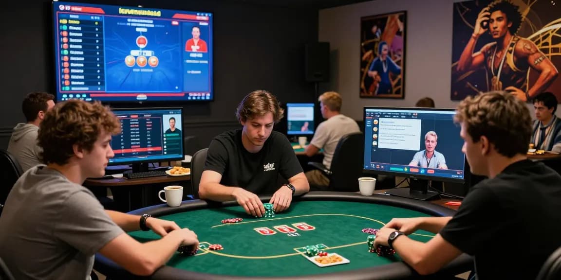 Exciting online poker game featuring Alternatif Link Nagapoker with players focused on vibrant screens and interactive elements.