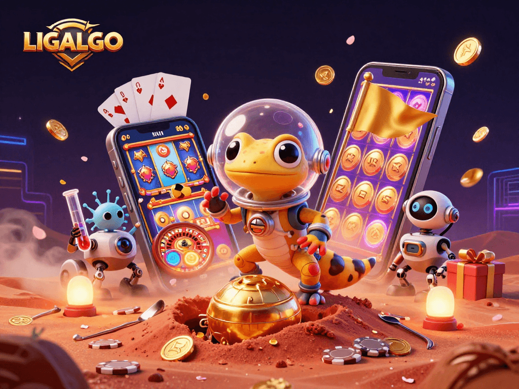 LIGALGO showcases exciting casino adventures with vibrant sports betting and gaming elements.