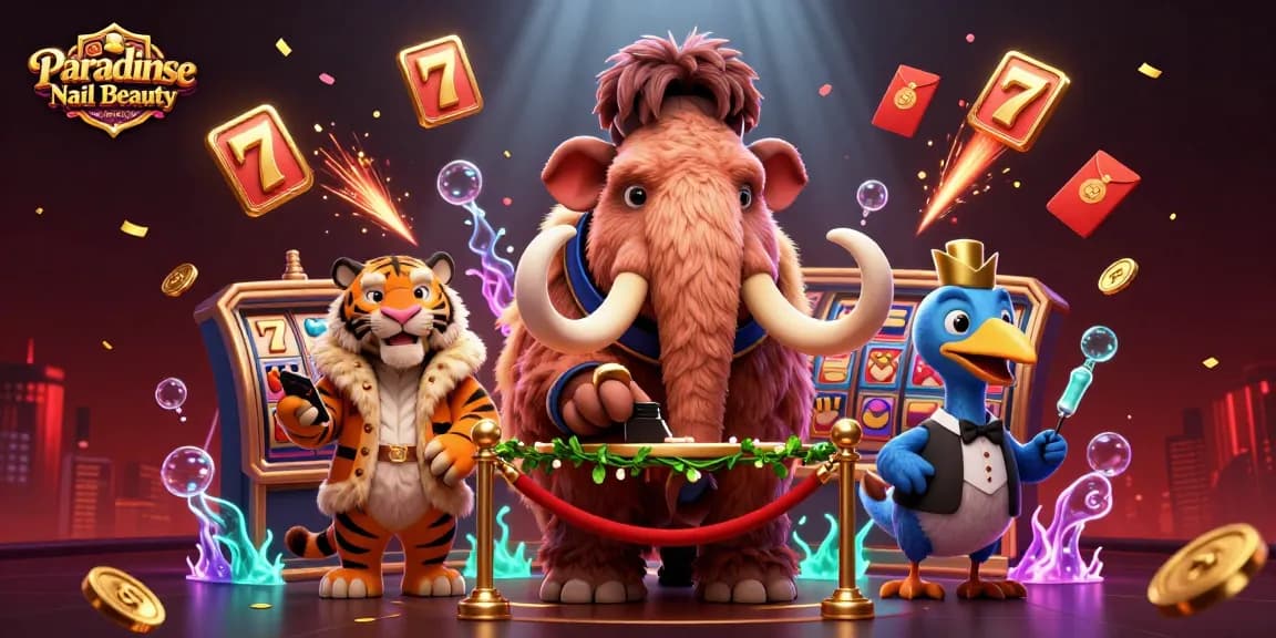 Paradise Nail Beauty showcases a vibrant casino scene with creative characters and exciting slot elements.
