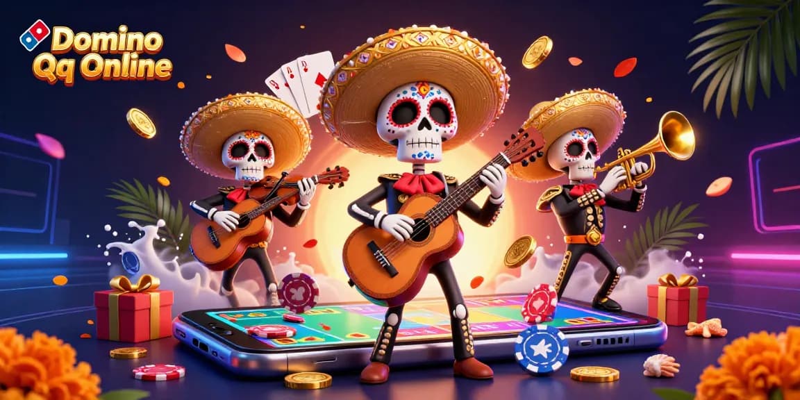 Play exciting Domino Qq Online games with colorful characters and thrilling elements in a vibrant setting.