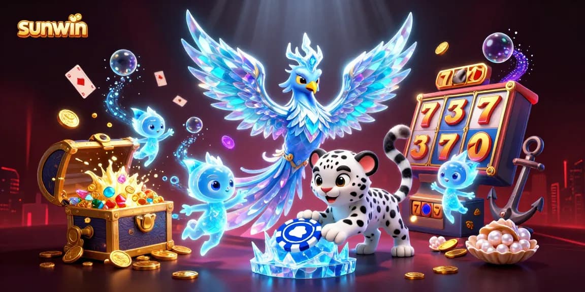 Experience the vibrant energy of sunwin's immersive casino world with glowing characters and dynamic slot elements.
