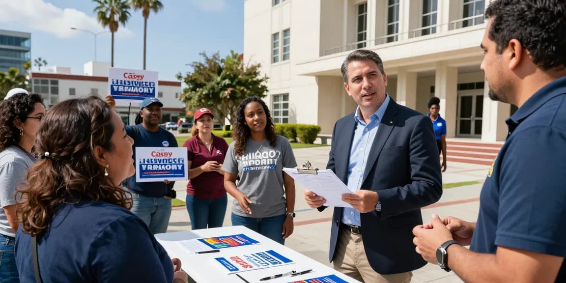 Casey Askar engaging with voters during a campaign event, showcasing community connection.
