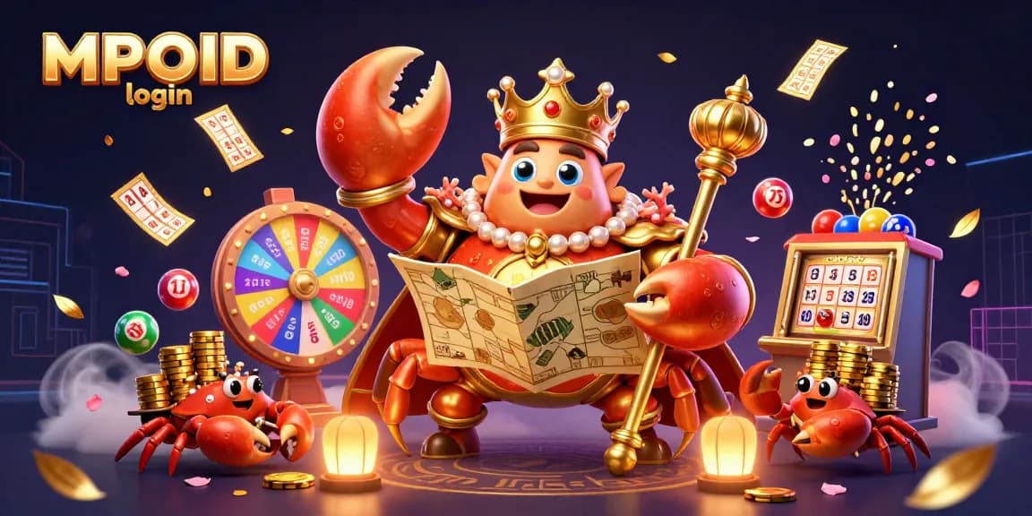 Experience the excitement of MPOID login with vibrant game elements, capturing the thrill of online gambling.
