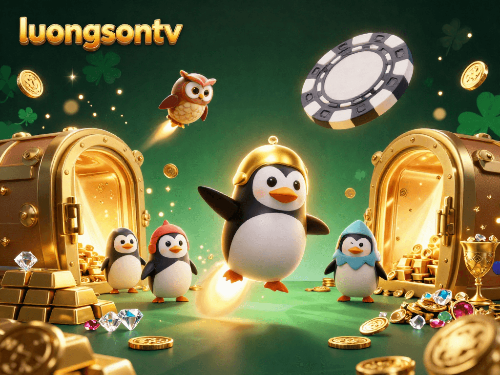 Experience the thrill of gambling with luongsontv through a vibrant casino-themed 3D illustration.