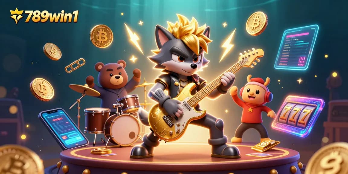 Engage with 789win1's dynamic casino world as the rock star wolf shreds and wins big!
