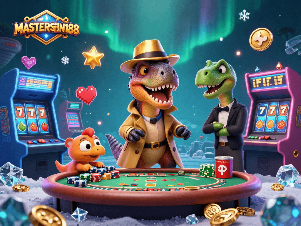 Mastering blackjack strategies with MASTERSPIN188 in a colorful 3D casino scene.