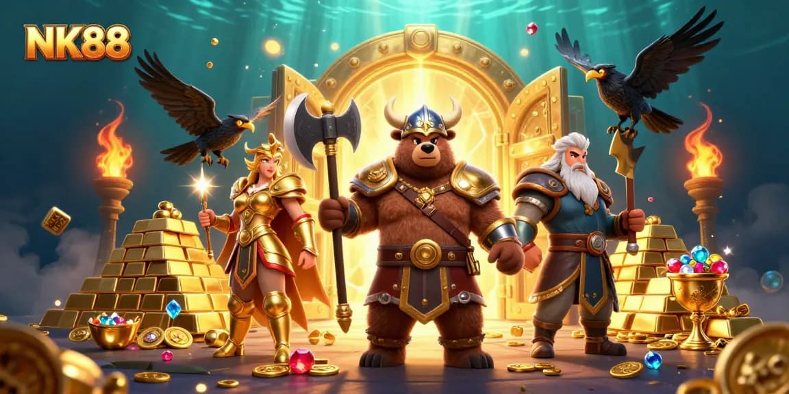 Engage with NK88’s epic gambling adventure featuring dynamic Viking characters and treasures.