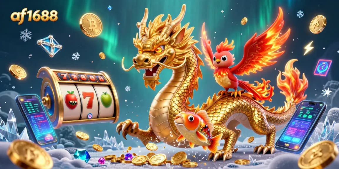 Spin to win with af1688’s exciting slots featuring a majestic dragon and vibrant coins!