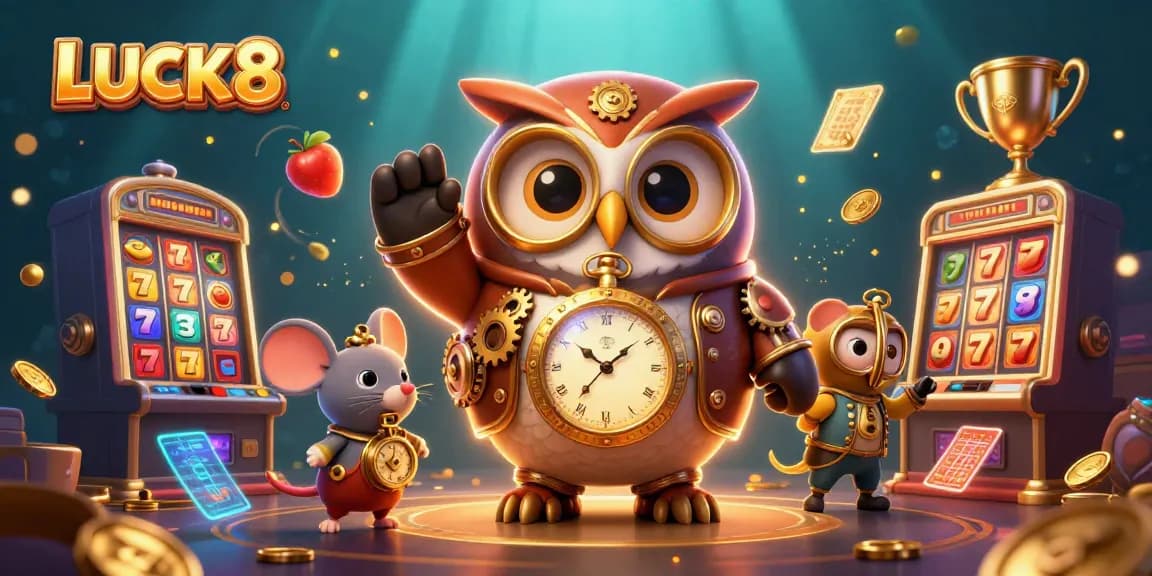 Experience thrilling gameplay at LUCK8 with engaging 3D illustrations showcasing vibrant casino excitement.