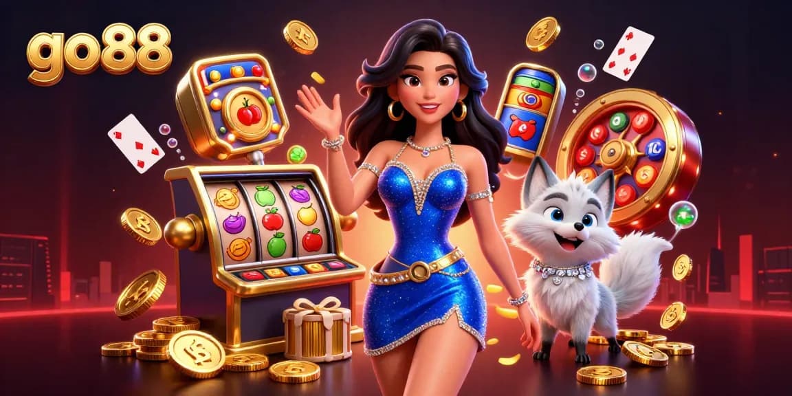Engage in thrilling gameplay with go 88, witnessing the excitement of jackpot spins and vibrant slot themes within a dynamic casino scene.