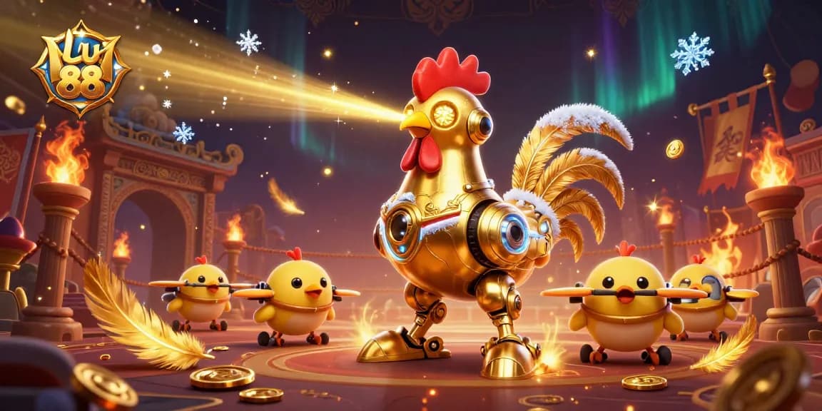 lu 88 showcases a golden rooster robot impressively engaging in a dynamic casino scene