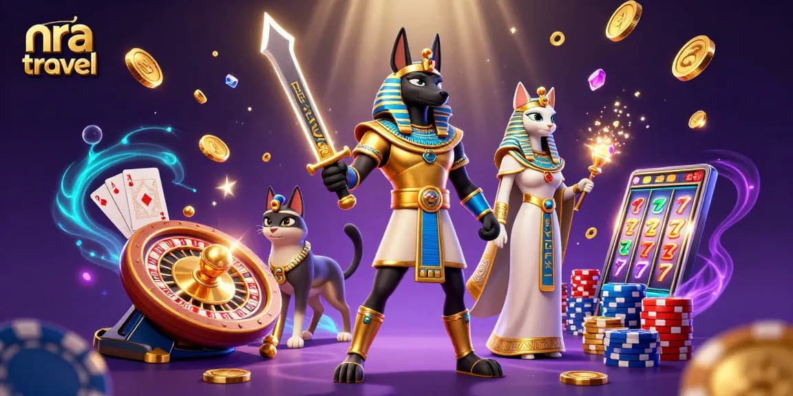 Experience thrilling gameplay for nra travel with a vibrant scene featuring ancient Egyptian warriors and interactive casino elements.