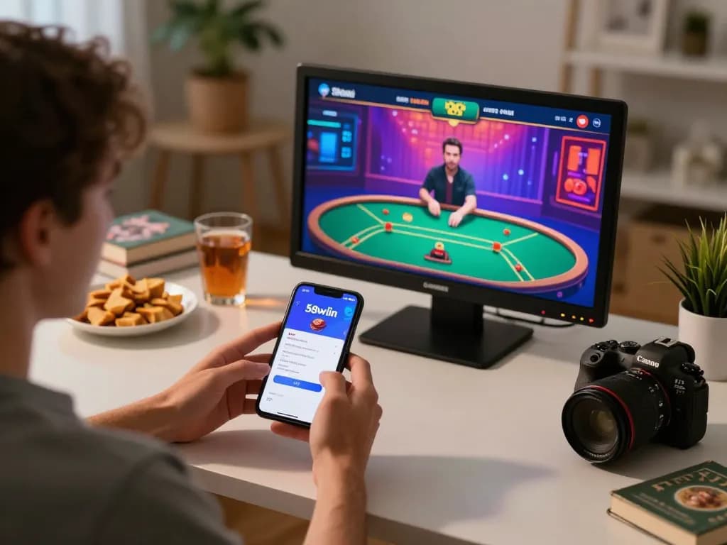 Engaging with the 58wiin mobile app during an exciting casino session at home
