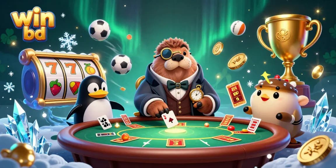 Experience thrilling gameplay at win bd with a jolly walrus and friends enjoying an underwater poker game.