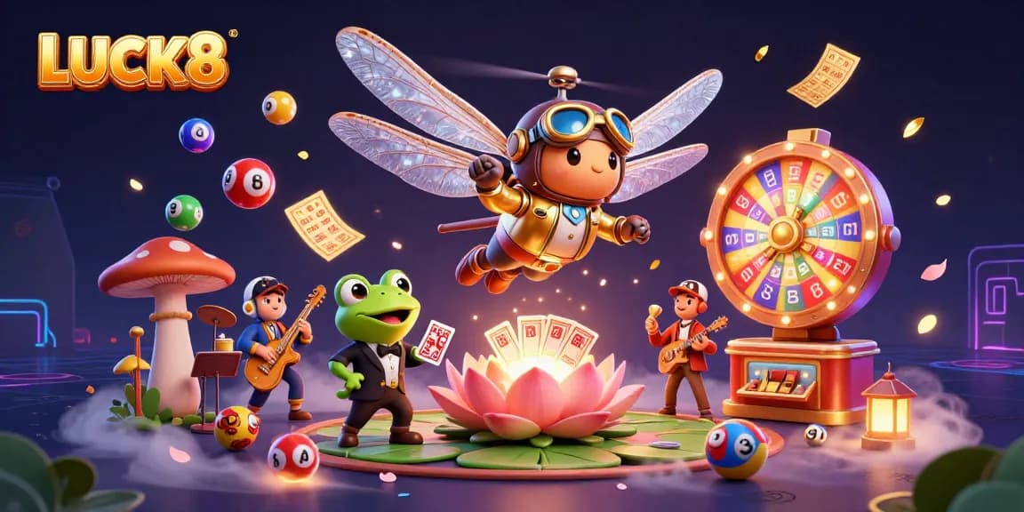 Engage with thrilling LUCK8 casino gameplay in this vibrant digital illustration featuring a playful scene.