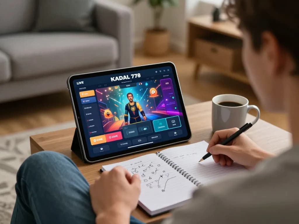 KADAL 778 online gaming action with tablet in cozy living room setting