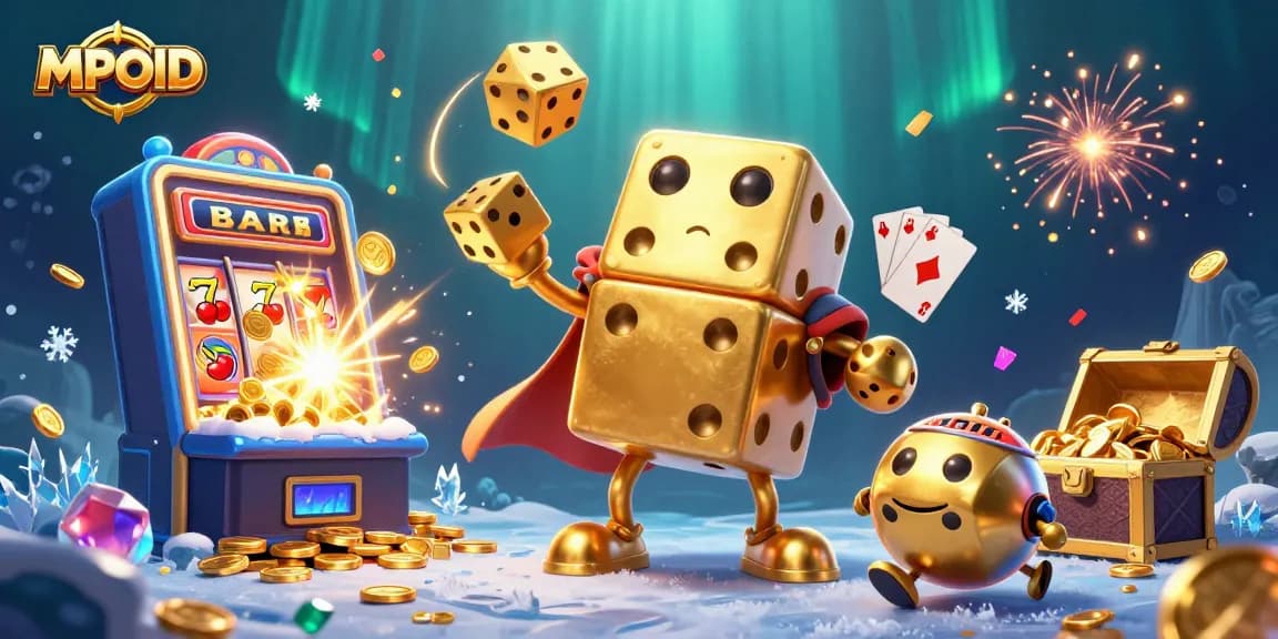 MPOID unleashes excitement with golden dice, jackpots, and a vibrant casino scene.