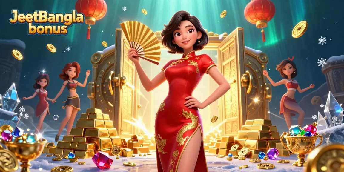 Experience the excitement of the JeetBangla bonus with stunning casino visuals and vibrant elements.