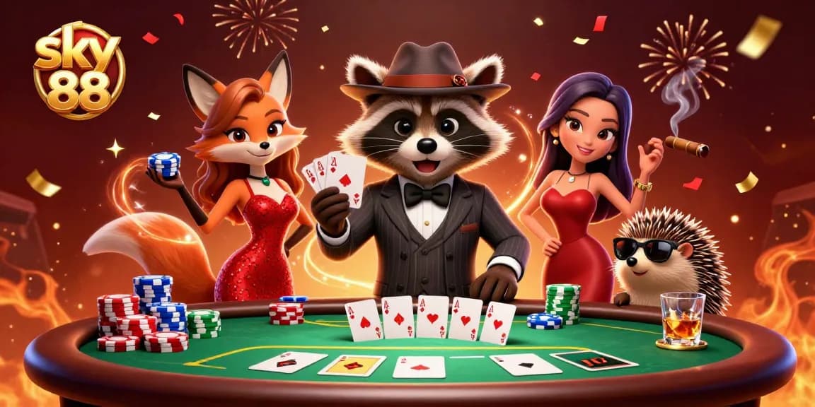 Engage with thrilling poker action featuring sky 88 characters, capturing their winning moments