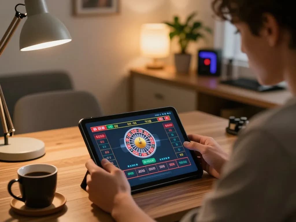 Player enjoying offline gaming with TR88 while engaged in a live dealer roulette match.