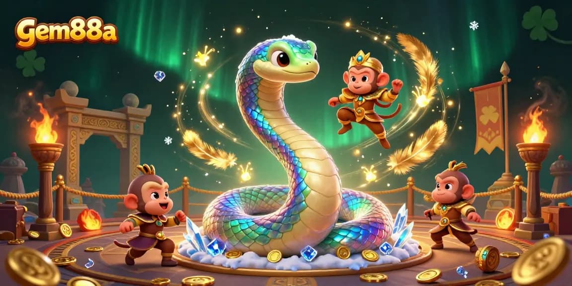 Engage with gem88a's vibrant gambling experience through a dynamic 3D casino illustration with magical elements.