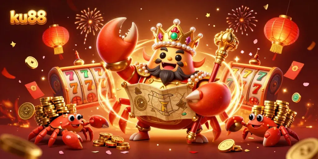 Experience thrilling jackpot wins at ku88 with the golden crab emperor and rich casino elements.