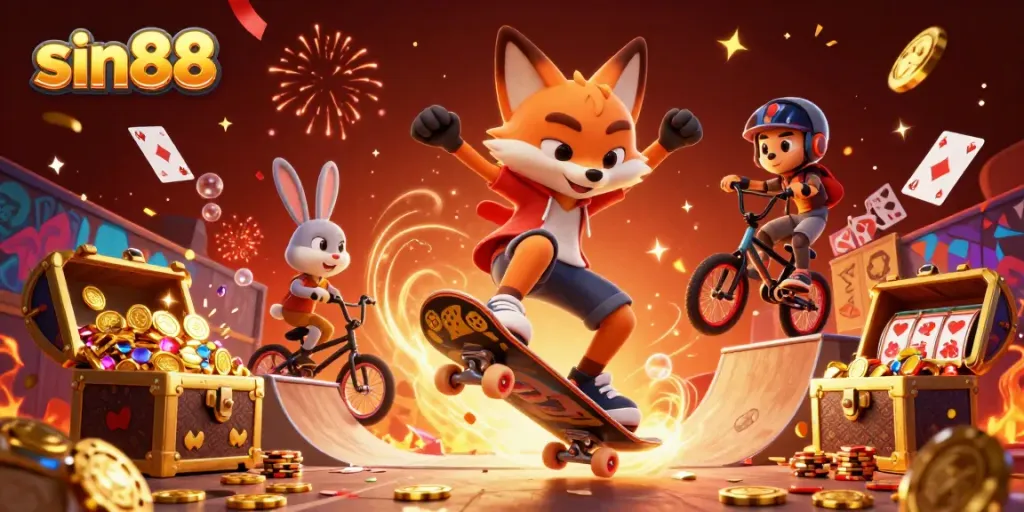 Experience the thrill of sin88 with vibrant casino action featuring lively characters and dynamic gaming elements.