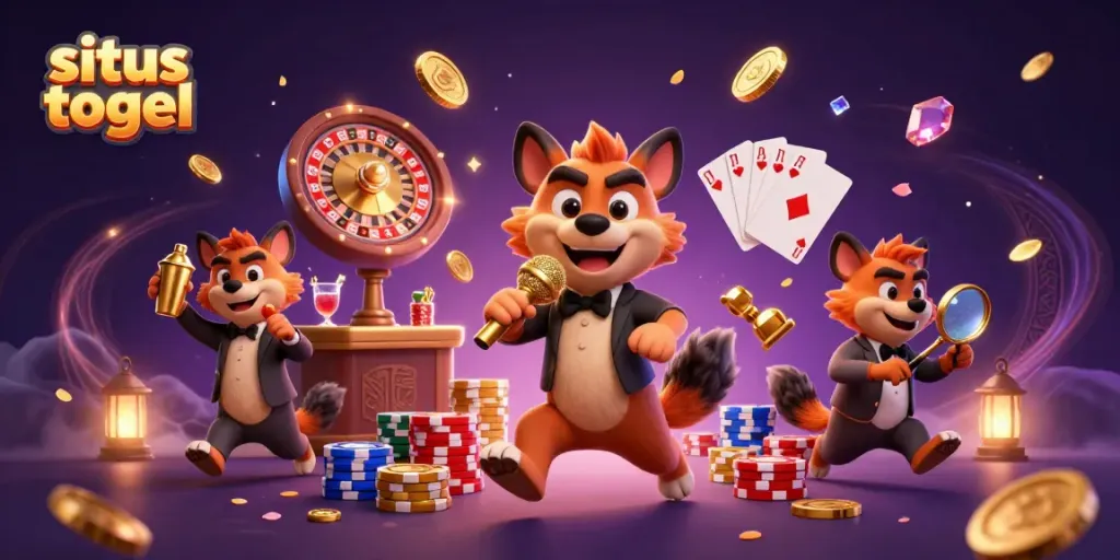 Experience situs togel with lively hyenas running a comedy casino club, showcasing fun gambling elements.