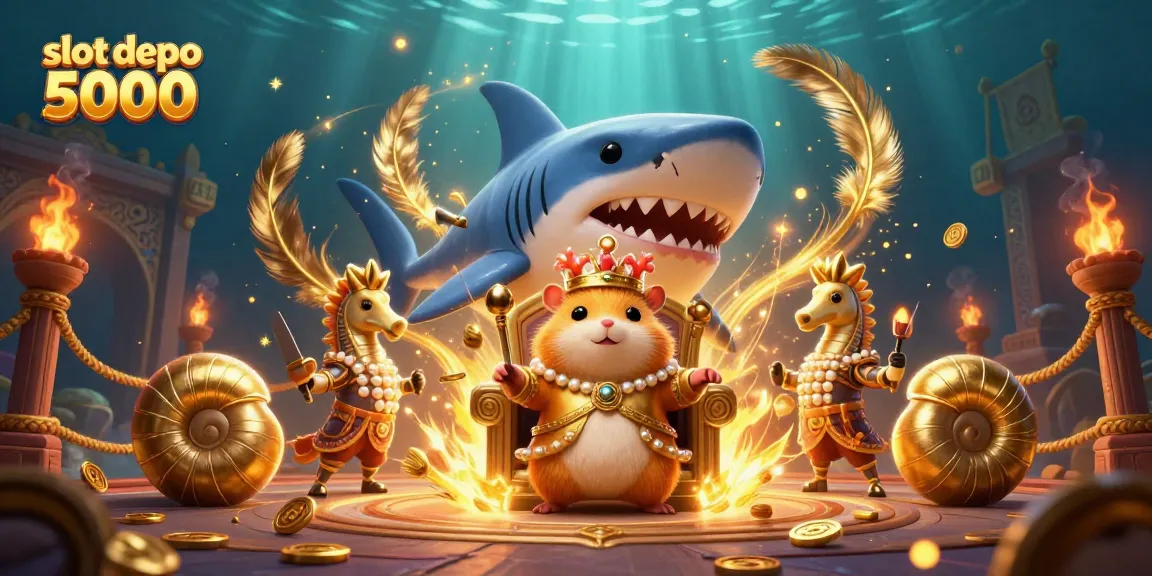 Spin the reels with slot depo 5000 in a vibrant 3D digital casino illustration.