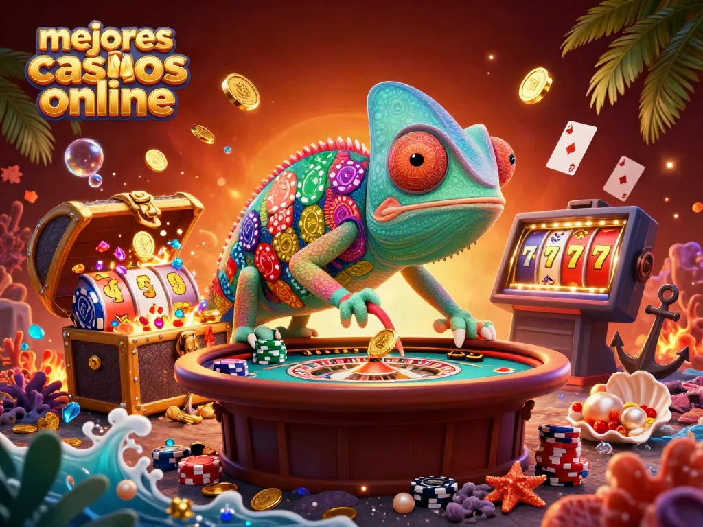 Descubre los mejores casinos online con este vibrante arte 3D lleno de acción y premios.