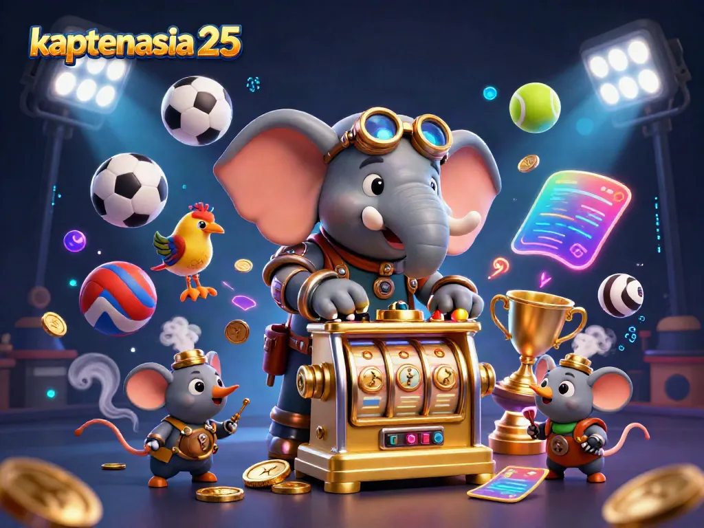 Menjalankan mesin slot emas dengan desain unik di kaptenasia 25, dipenuhi elemen olahraga dan elemen kasino