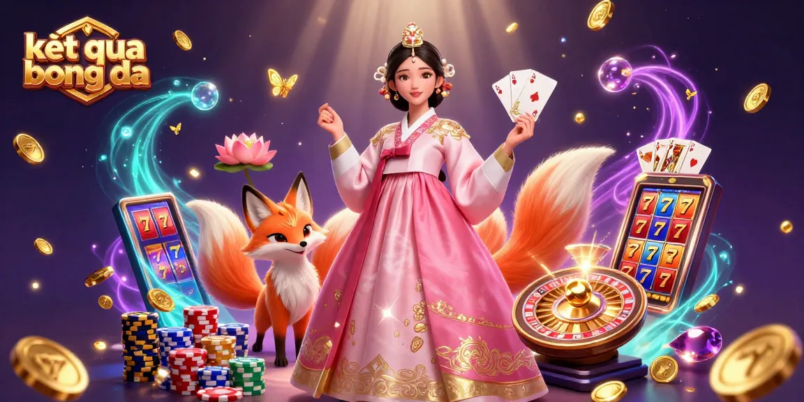 Experience ket qua bong da with an exciting illustration of a graceful Asian woman and a lucky fox surrounded by vibrant casino elements.