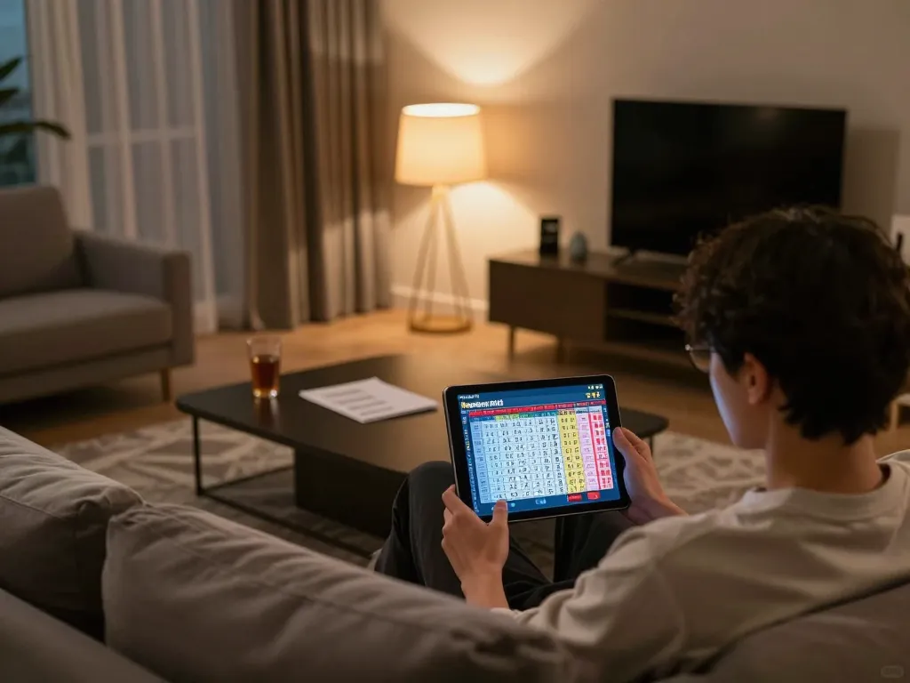 Play Hongkong Pools remotely on tablet while analyzing betting strategies at home.