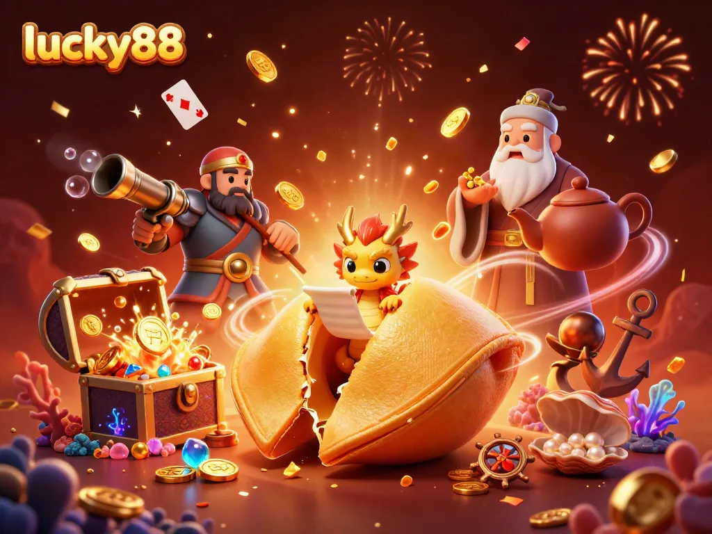 Experience the thrilling lucky88 casino world with golden fortune symbols and dynamic treasures.
