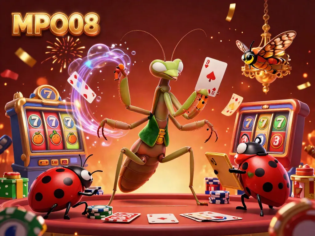 MPO08 brings excitement to players with a vibrant scene of engaging slot elements and festive characters.