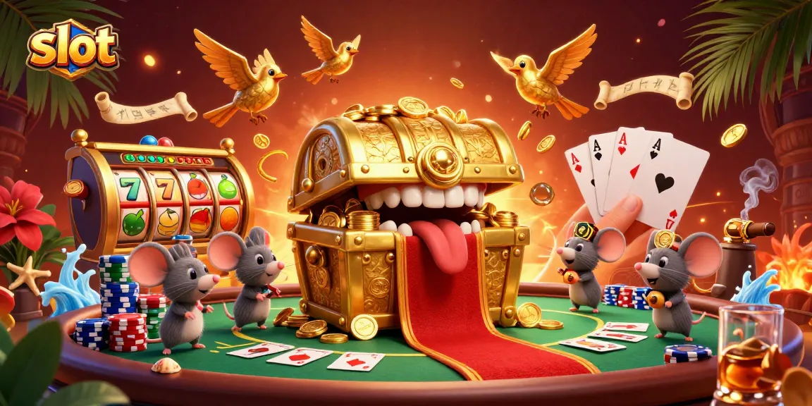 Spin slot reels for big wins in this vibrant 3D casino illustration packed with action.