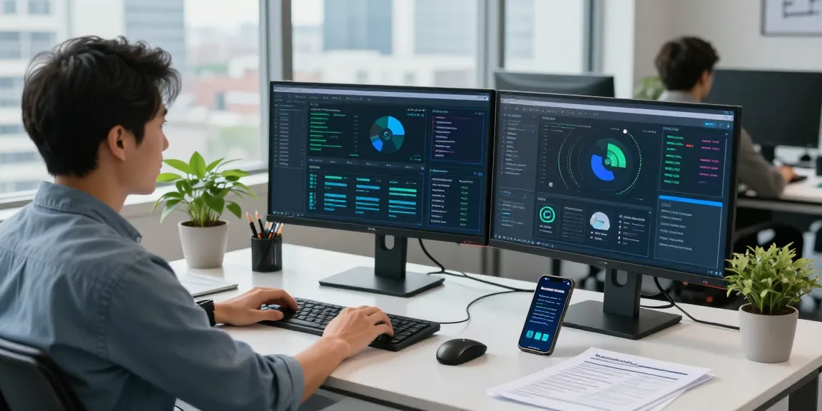 Expert in cyber essentials certification analyzing compliance data in a modern workspace