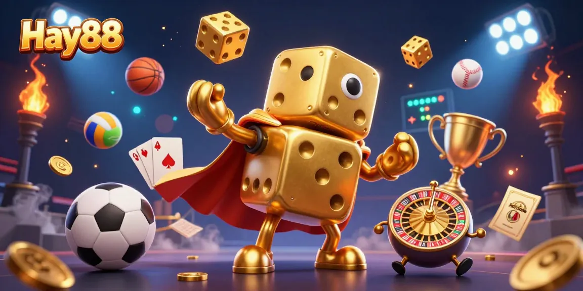 Experience the excitement of Hay88 with vibrant 3D casino characters and dynamic sports betting elements.